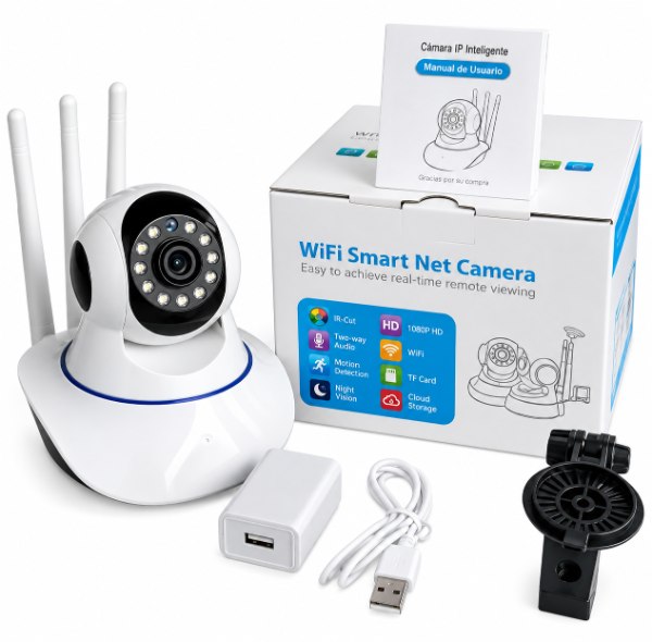 CAMARA 3 ANTENAS V380 ROBOTICA GIRO 360 GRADOS Q5 V-380