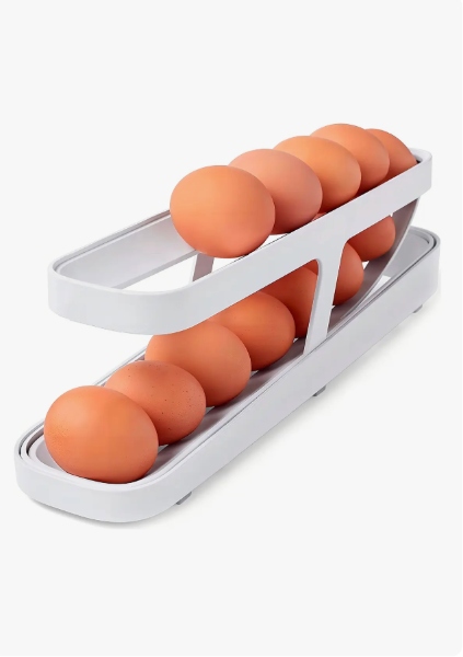 Organizador De Bandejas Dispensadoras Enrollables Para Huevo Color Blanco ZJ-100