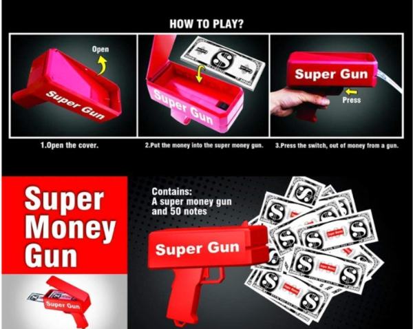 Pistola Lanza Billetes Cash Super Gun Fiesta Money Rain 699 - imagen 3