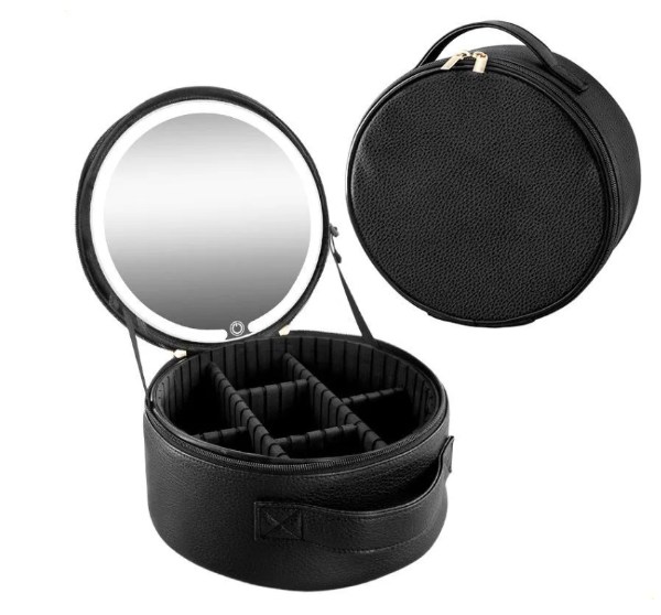 Bolsa De Maquillaje Redonda De Gran Capacidad Con Espejo YB-032