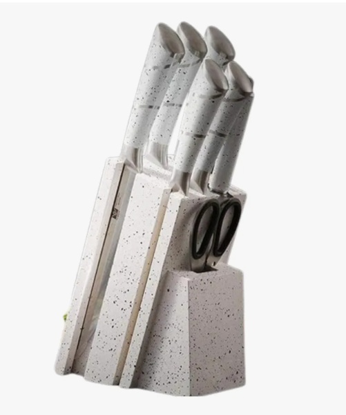 Juego de cuchillos de cocina, 8 piezas de acero inoxidable con mango hueco de bloque para cuchillo de chef (blannco) HP-4002B - imagen 2