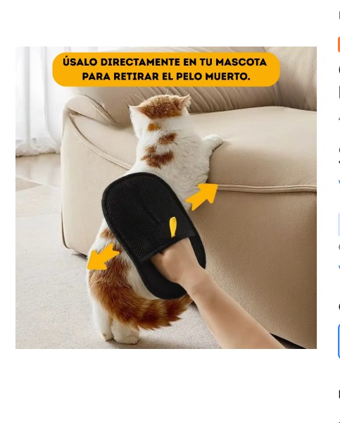 Guante Cepillo Removedor Quita Pelo Mascota Gato Perro  FC-01 - imagen 3