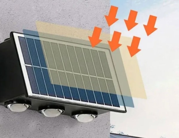 Lampara Solar Led Exterior Pared 6 Luces Led PD-6W - imagen 2