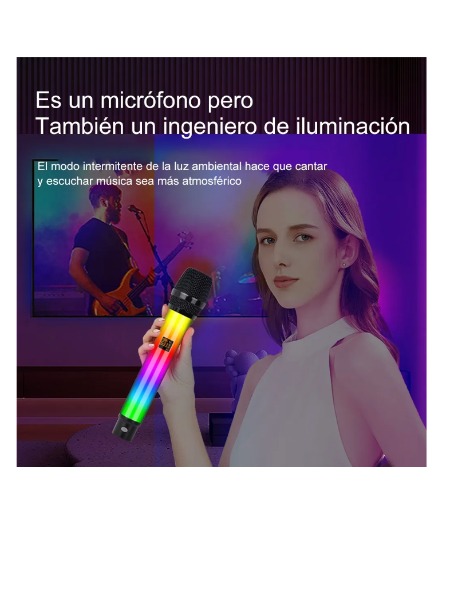 Microfono Koraoke Inalámbrico Recargable De 2,4g Con Luz Rgb WX-82 - imagen 3