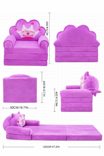Sofa Cama Plegable Para Niñas princesa MORADO 353-3 - imagen 4
