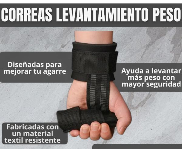 Par Guante Correas Straps Levantamiento Pesas Gym Gimnasio   LT-8018  - imagen 2