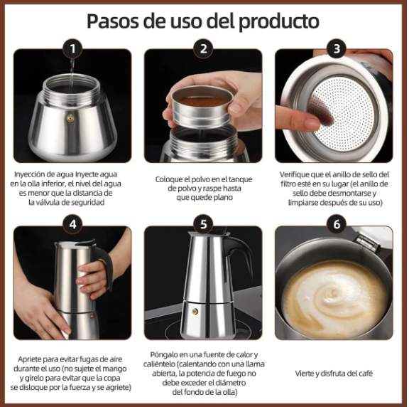 Cafetera Prensa Italiana Acero Inoxidable SL012 - imagen 4
