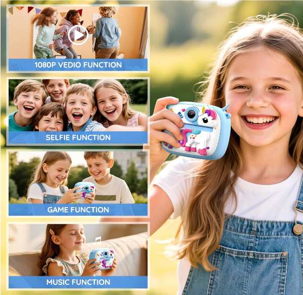 Camara de impresión instantánea para niños con cubierta de silicona de 2.4 pulgadas doble lente 1172-2 rosada    AM-300 - imagen 10