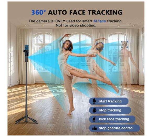 Tripode de seguimiento facial automático con rotación 360 y  con control remoto CL18 - imagen 2