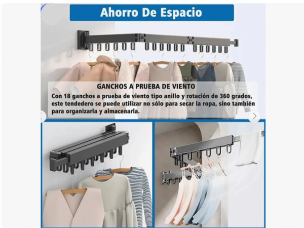 Tendedero De Ropa Brazo Plegable De Pared 7104 - imagen 5