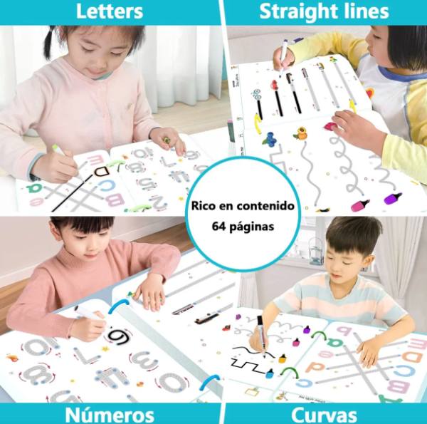 Cuaderno Trazos Niños 64h Borrable Reutilizable Caligrafía - imagen 5