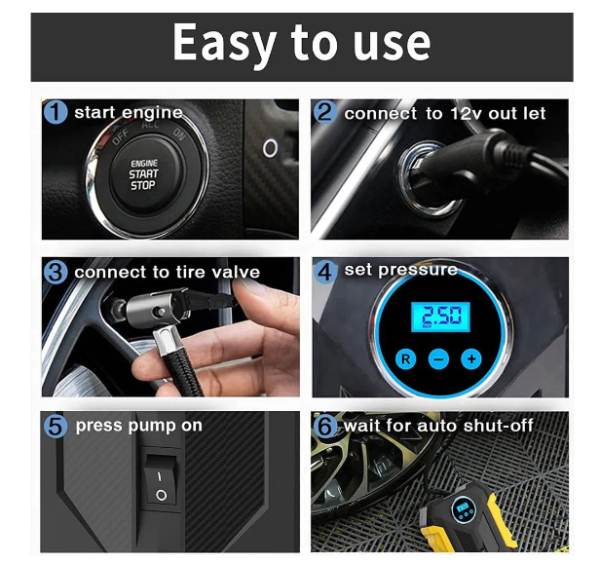 Compresor De Aire Digital Para Carro Automóvil, Bomba Infladora Portátil C1399-1 - imagen 3