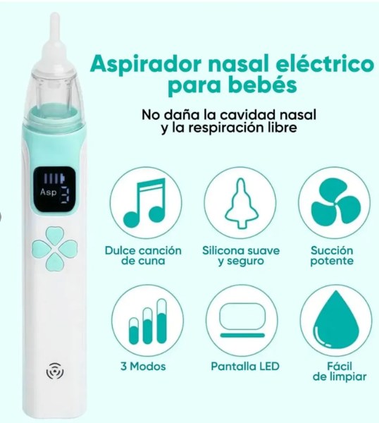 Aspirador Nasal Para Bebes Saca Mocos Con Succion Suave Y Musica Recargable Colores MX-699 - imagen 3