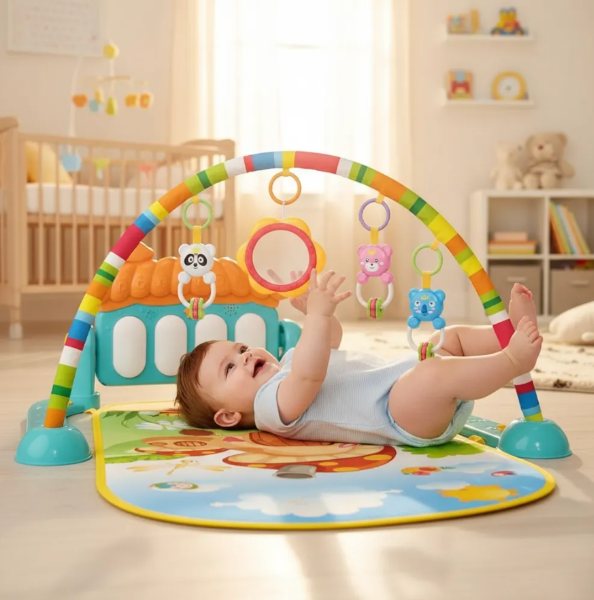 Gimnasio Piano Dinosaurio Didáctico Luces Sonido Para Bebes  HE-0639  - Imagen 3