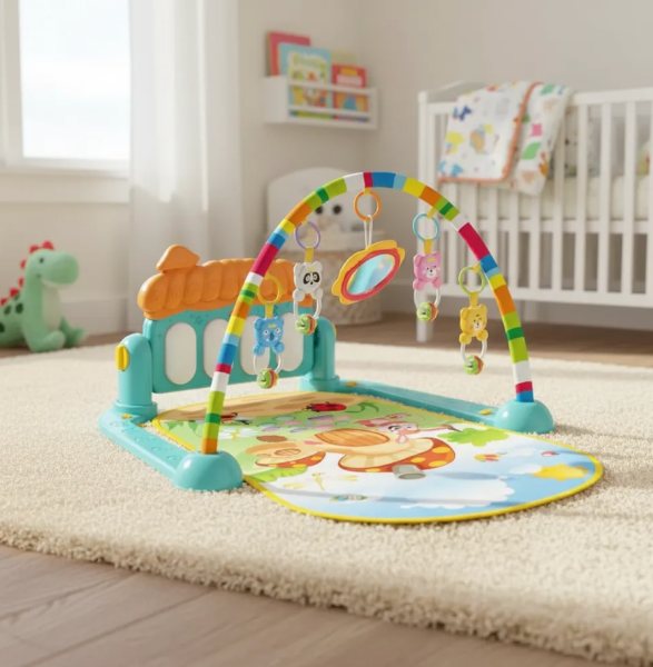 Gimnasio Piano Dinosaurio Didáctico Luces Sonido Para Bebes  HE-0639  - Imagen 4