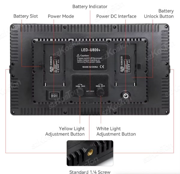 Panel de luz LED profesional recargable 800RGB - Imagen 8