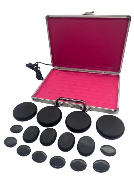 Kit de terapia con piedras calientes volcánicas de 16 pulgadas y estuche Bivolt - Imagen 2