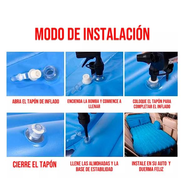 Colchon Inflable Para Autos 2 Almohadas Compresor JG316 - Imagen 2