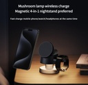 Estación de carga 4 en 1 Cargador inalámbrico de 15 W con lámpara de hongo compatible con iPhone 12-16 Series, Apple Watches, Apple Earphones  RE-4 IN - Imagen 5