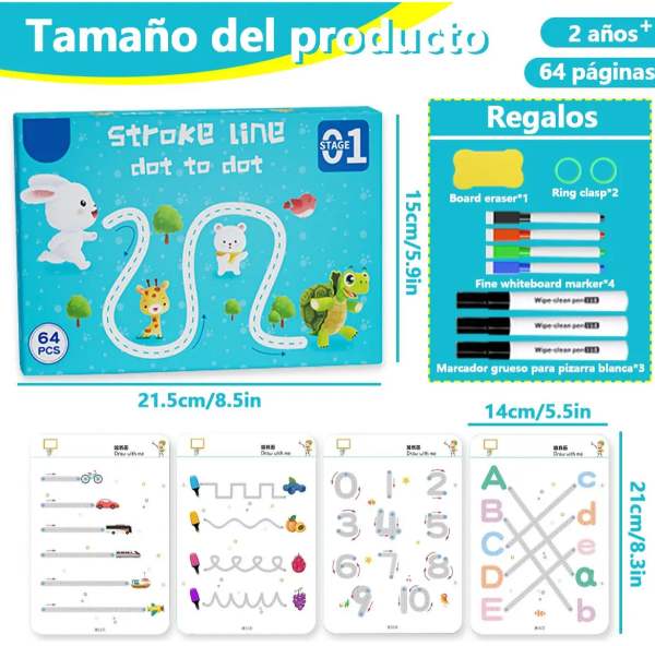 Cuaderno Trazos Niños 64h Borrable Reutilizable Caligrafía - Imagen 3