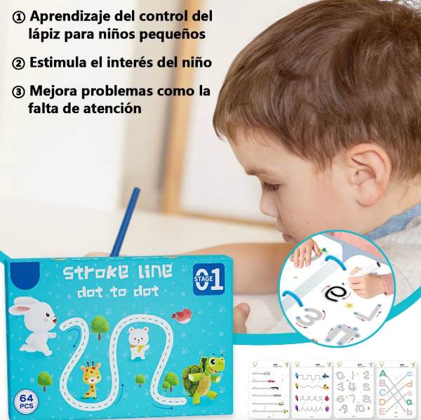 Cuaderno Trazos Niños 64h Borrable Reutilizable Caligrafía - Imagen 4