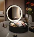 Bolsa De Maquillaje Redonda De Gran Capacidad Con Espejo YB-032 - Imagen 2
