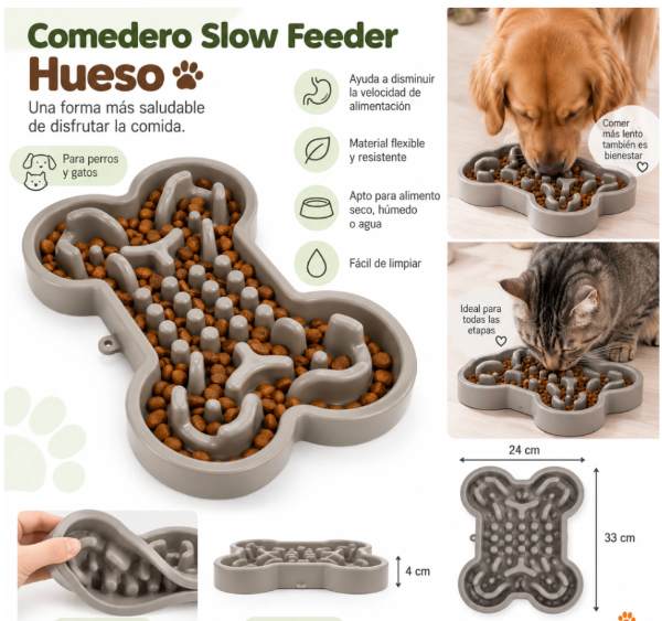Comedero Slow Feeder Hueso anti reflujo PS715 - Imagen 3
