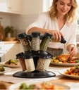 Organizador Giratorio Para Especias Con 12 Frascos De Vidrio Base 360° Cocina Compacta SR-12C - Imagen 3