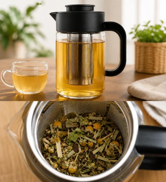 Jarra De Vidrio Para Té O infusiones Con Tapa y separador, Capacidad Grande 1.000 LTS  57-1 - Imagen 3