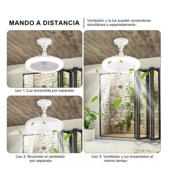 Ventilador Lámpara Led E27 Con Control Remoto techo VE-LED  - Imagen 4