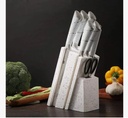 Juego de cuchillos de cocina, 8 piezas de acero inoxidable con mango hueco de bloque para cuchillo de chef (blannco) HP-4002B - Imagen 3