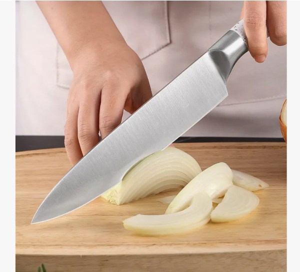 Juego de cuchillos de cocina, 8 piezas de acero inoxidable con mango hueco de bloque para cuchillo de chef (blannco) HP-4002B - Imagen 4