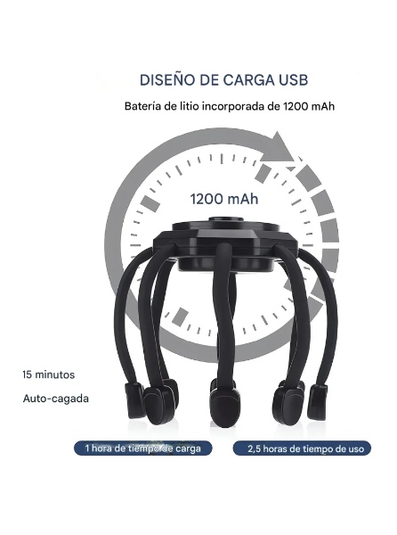 Masajeador De Cabeza Eléctrico Octopus JX-A01 - Imagen 6