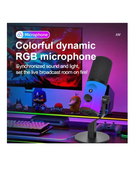 Microfono de escritorio dinámico RGB USB/XLR para podcasting, grabación, juegos y transmisión en vivo ZX-777 - Imagen 4