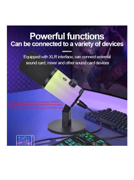 Microfono de escritorio dinámico RGB USB/XLR para podcasting, grabación, juegos y transmisión en vivo ZX-777 - Imagen 6