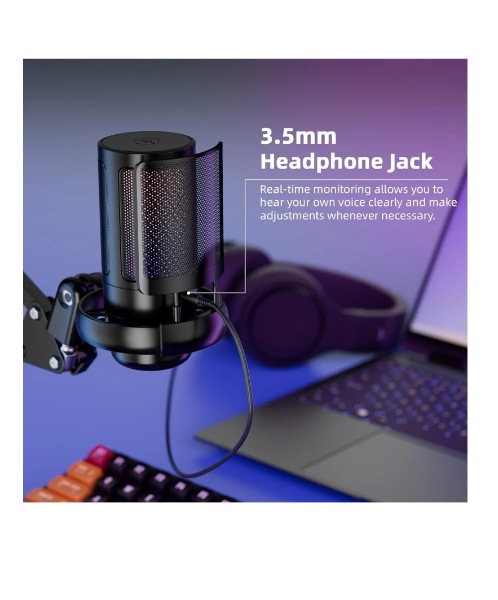 Microfono Usb Condensador Para Juegos Con Rgb Y Silenciamien  T10 - Imagen 5