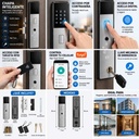 Cerradura Inteligente Digital Chapa Puerta Huella Tarjeta Contraseña App Tuya  K49 - Imagen 3