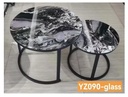 mesa decorativa doble para sala en vidrio templado y estructura metalica negra medidas 70 cm y 50 cm YZ090 - Imagen 4