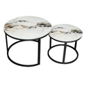mesa decorativa doble para sala en vidrio templado y estructura metalica negra medidas 70 cm y 50 cm YZ097 - Imagen 2