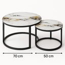 mesa decorativa doble para sala en vidrio templado y estructura metalica negra medidas 70 cm y 50 cm YZ097 - Imagen 3