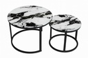 mesa decorativa doble para sala en vidrio templado y estructura metalica negra medidas 70 cm y 50 cm YZ113 - Imagen 3