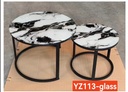 mesa decorativa doble para sala en vidrio templado y estructura metalica negra medidas 70 cm y 50 cm YZ113 - Imagen 4