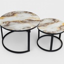 mesa decorativa doble para sala en vidrio templado y estructura metalica negra  medidas 70 cm y 50 cm YZ109 - Imagen 2