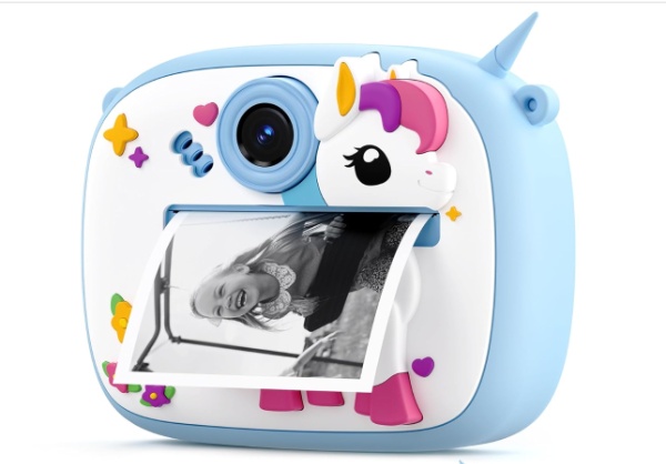Camara de impresión instantánea para niños con cubierta de silicona de 2.4 pulgadas doble lente 1172-2 rosada    AM-300 - Imagen 9