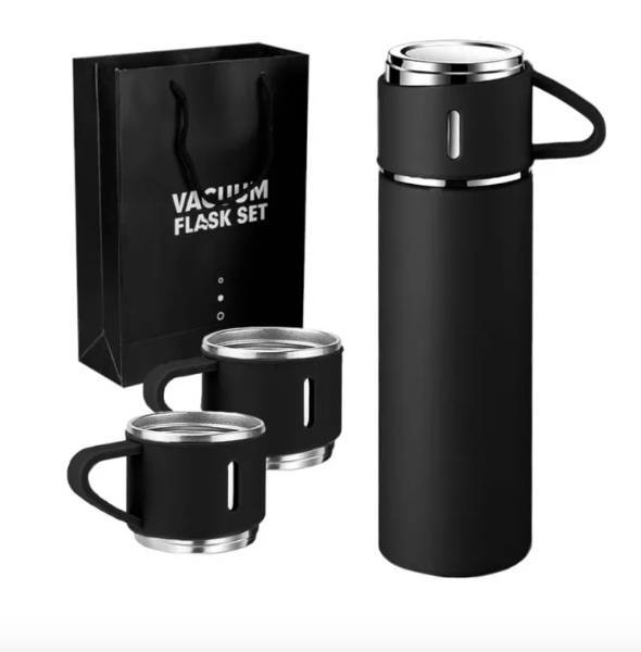 Set Termo Temperatura Acero Inoxidable 500 Ml + 3 Pocillos TE-3
