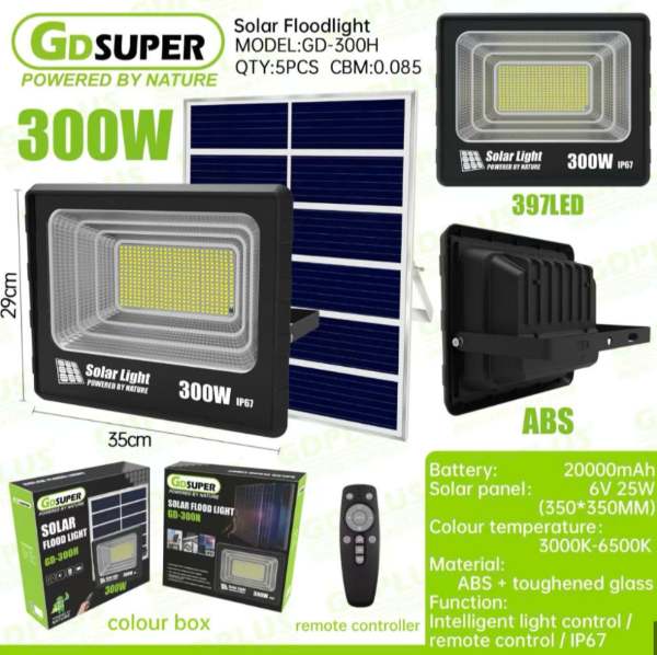 GD-300H - REFLECTOR LAMPARA LED PANEL SOLAR EXTERIOR 300W