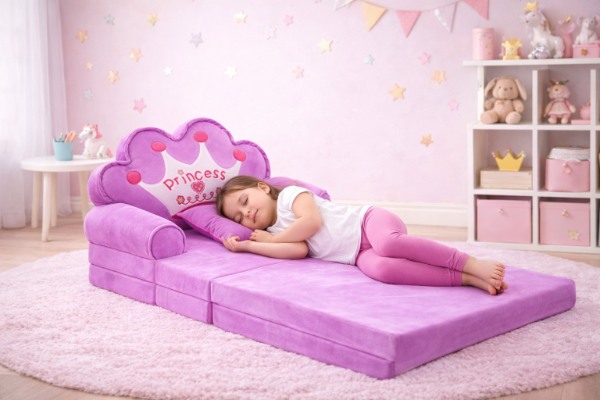 353-3 - PRINCESA MORADO - SOFA CAMA PLEGABLE PARA NIÑAS