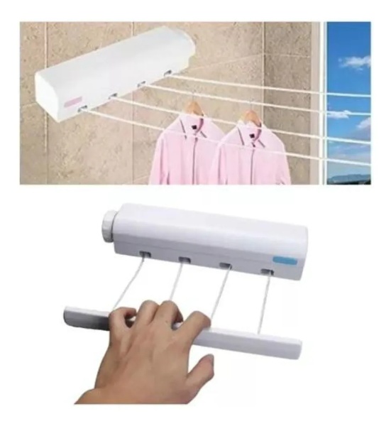 KAQQ-5860 - TENDEDERO EXTENSIBLE RETRACTIL PARA ROPA 4 CUERDAS DE PARED