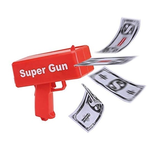 [699] Pistola Lanza Billetes Cash Super Gun Fiesta Money Rain 699