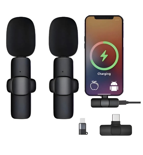 [k9] Micrófonos Inalámbricos Solapa 2 En 1 Para iPhone/tipo C k9